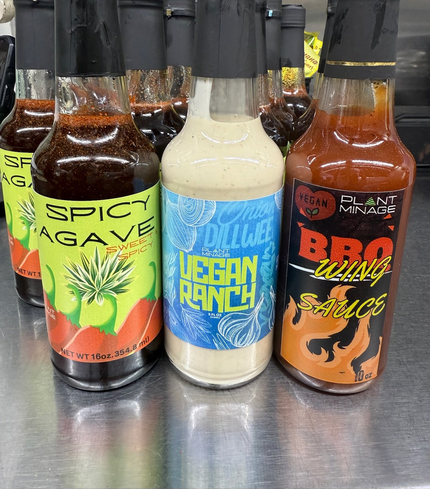 Plant Minage 3 Pack Sauce! The Vegan Ranch, Spicy Agave, and Bbq Sauce